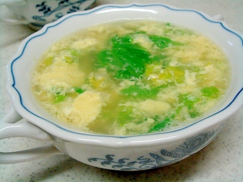 セロリ葉の卵スープ